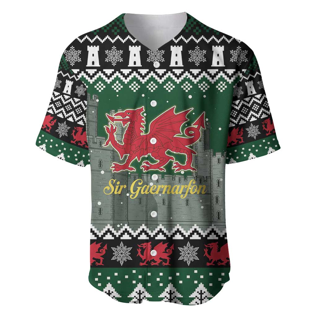 Caernarfonshire Wales Christmas Baseball Jersey Caernarfon Castle Red Dragon - Wonder Print Shop
