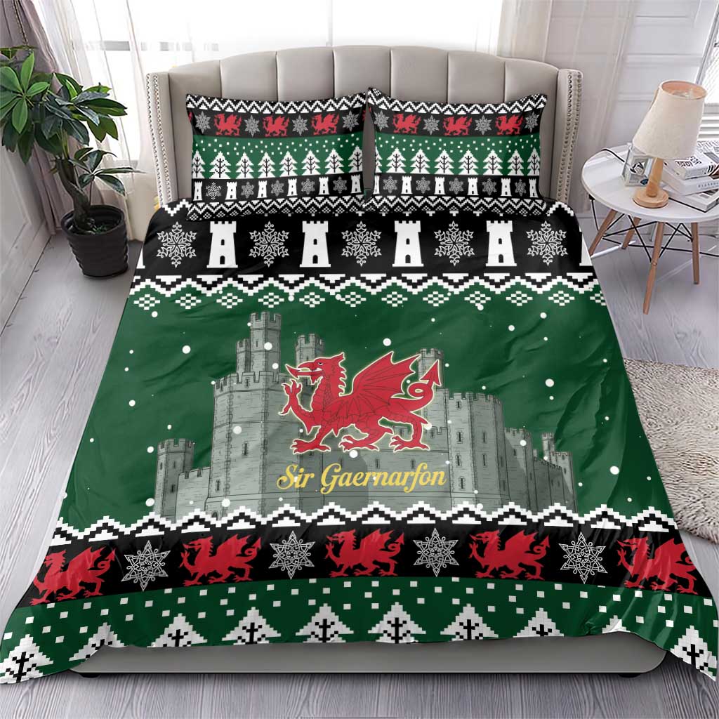 Caernarfonshire Wales Christmas Bedding Set Caernarfon Castle Red Dragon - Wonder Print Shop