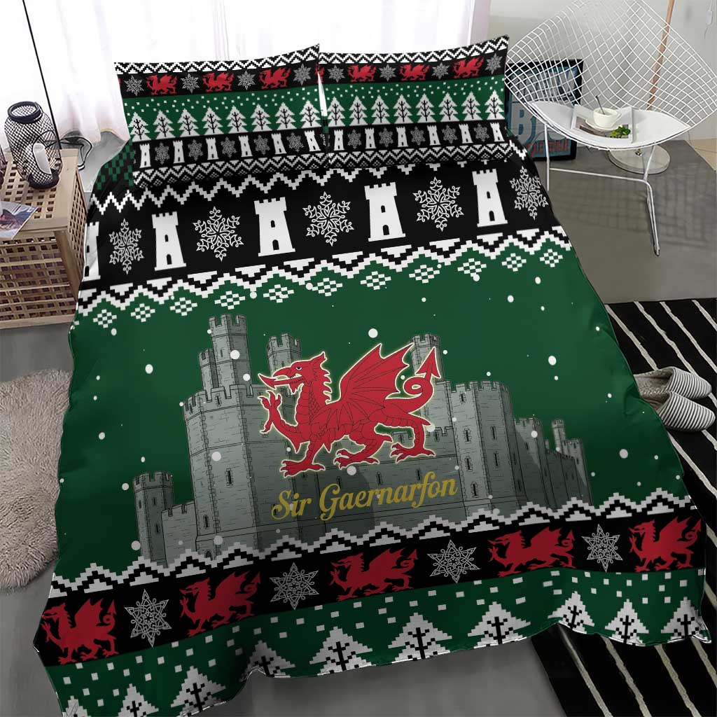 Caernarfonshire Wales Christmas Bedding Set Caernarfon Castle Red Dragon - Wonder Print Shop