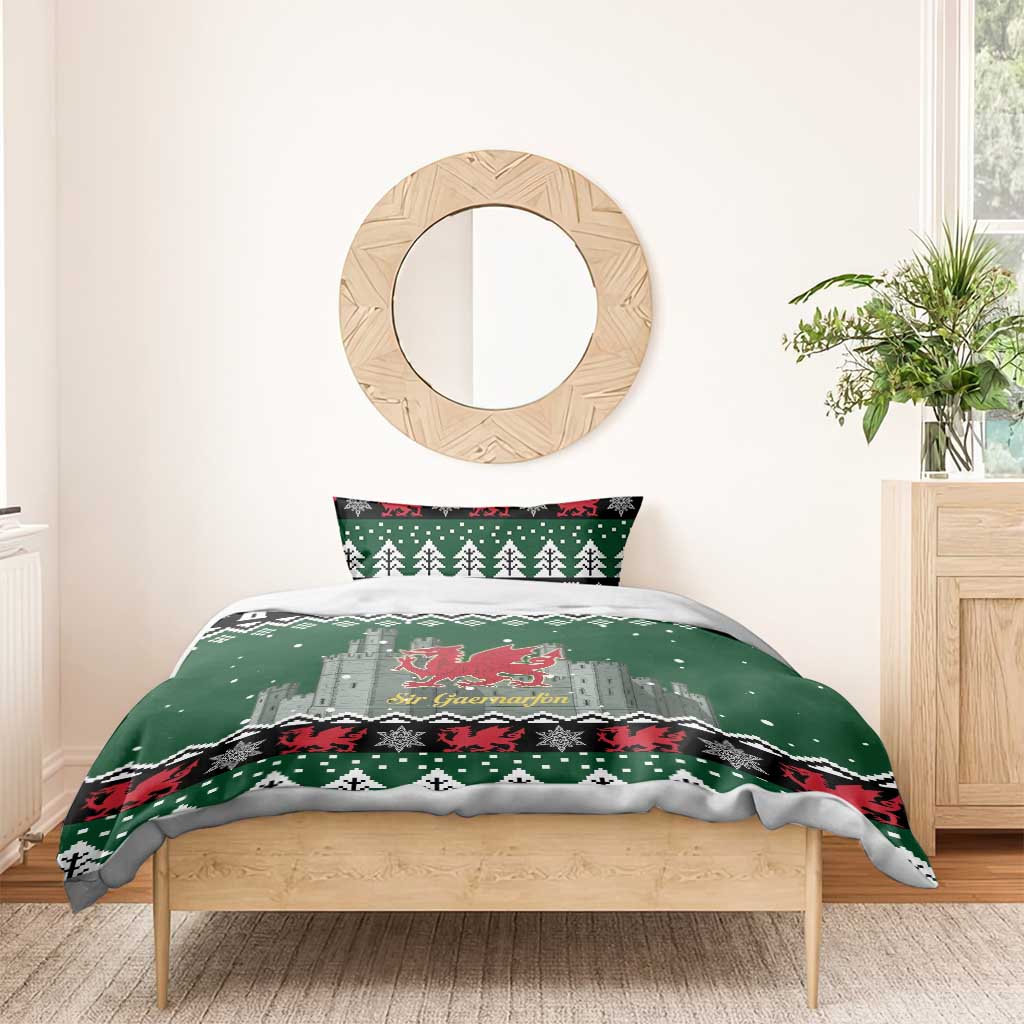 Caernarfonshire Wales Christmas Bedding Set Caernarfon Castle Red Dragon - Wonder Print Shop
