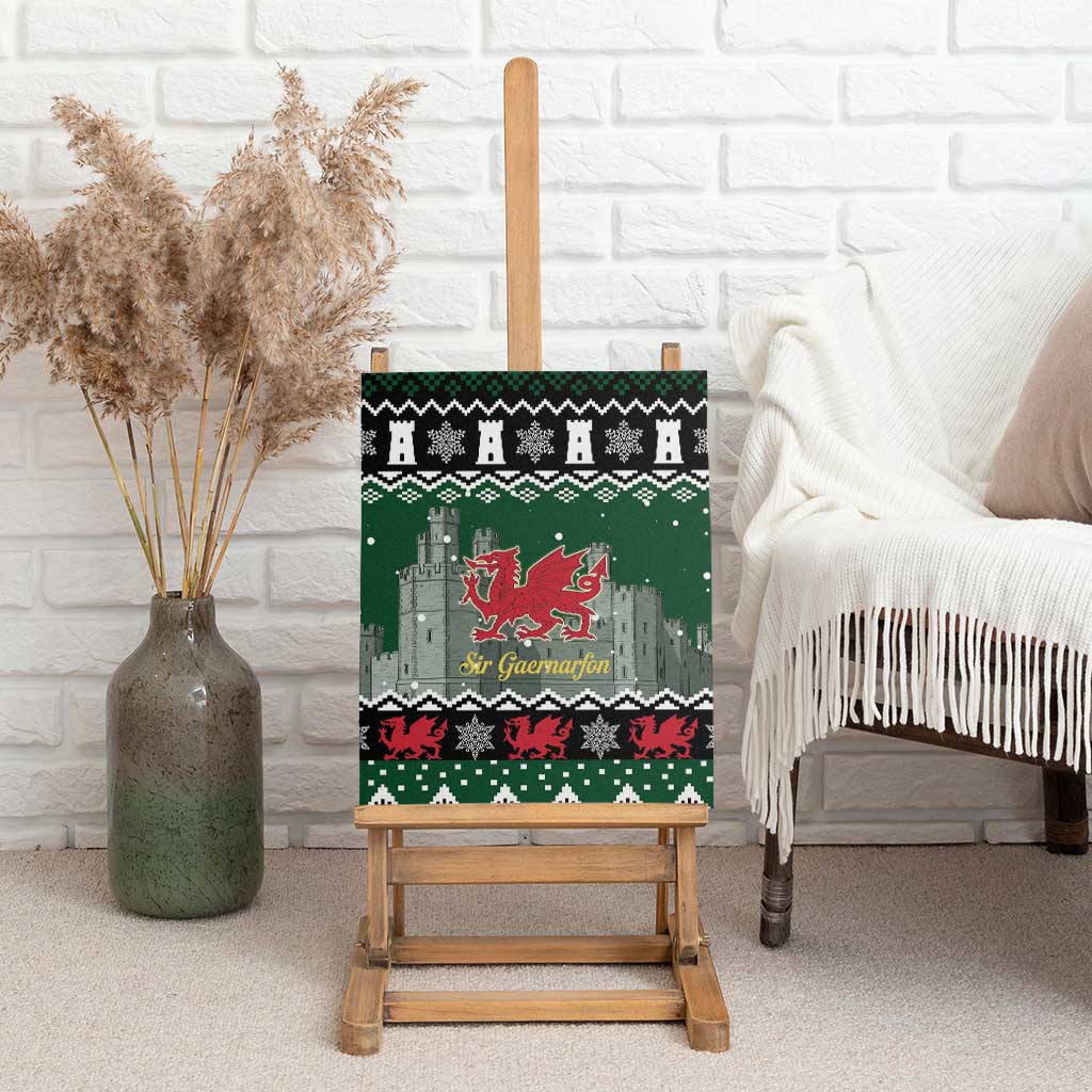 Caernarfonshire Wales Christmas Canvas Wall Art Caernarfon Castle Red Dragon - Wonder Print Shop