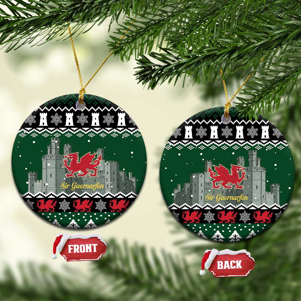 Caernarfonshire Wales Christmas Ceramic Ornament Caernarfon Castle Red Dragon - Wonder Print Shop