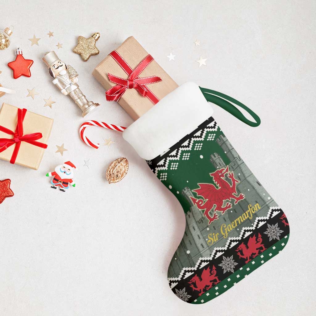 Caernarfonshire Wales Christmas Christmas Stocking Caernarfon Castle Red Dragon - Wonder Print Shop