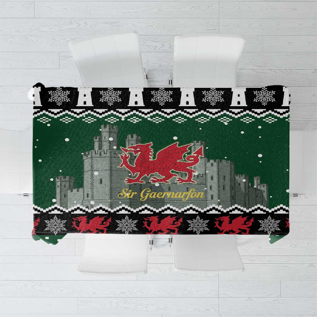 Caernarfonshire Wales Christmas Tablecloth Caernarfon Castle Red Dragon - Wonder Print Shop