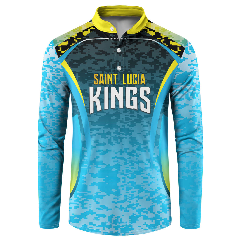 Custom Saint Lucia Cricket Button Sweatshirt Kings Go For Glory
