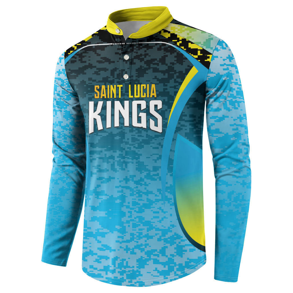 Custom Saint Lucia Cricket Button Sweatshirt Kings Go For Glory