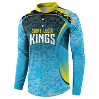 Custom Saint Lucia Cricket Button Sweatshirt Kings Go For Glory