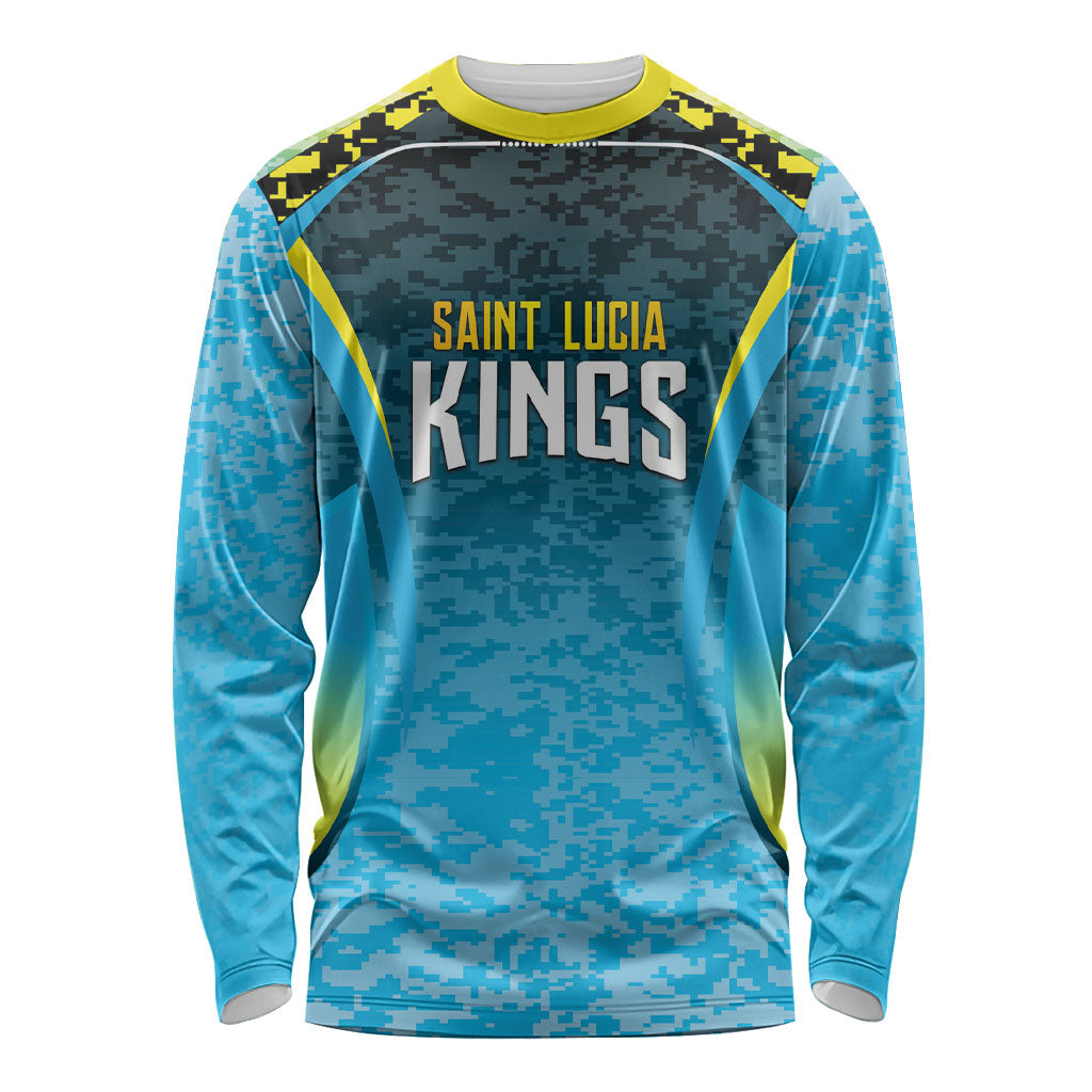 Custom Saint Lucia Cricket Long Sleeve Shirt Kings Go For Glory