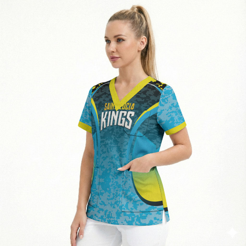 Custom Saint Lucia Cricket Scrub Top Kings Go For Glory