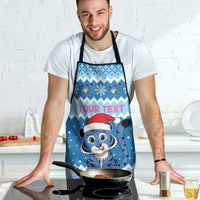 Personalized Blue Tiger Christmas Apron Kawaii Derpy Tiger Santa Mode - Wonder Print Shop