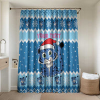 Personalized Blue Tiger Christmas Bathroom Set Kawaii Derpy Tiger Santa Mode - Wonder Print Shop