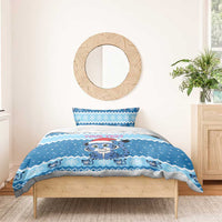 Personalized Blue Tiger Christmas Bedding Set Kawaii Derpy Tiger Santa Mode - Wonder Print Shop