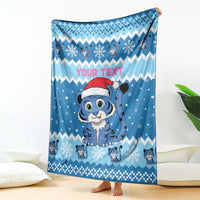 Personalized Blue Tiger Christmas Blanket Kawaii Derpy Tiger Santa Mode - Wonder Print Shop