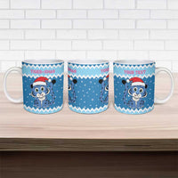 Personalized Blue Tiger Christmas Ceramic Mug Kawaii Derpy Tiger Santa Mode - Wonder Print Shop