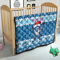 Personalized Blue Tiger Christmas Quilt Kawaii Derpy Tiger Santa Mode - Wonder Print Shop