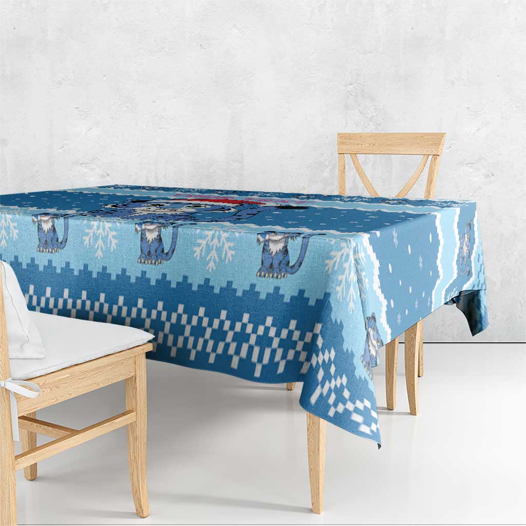 Personalized Blue Tiger Christmas Tablecloth Kawaii Derpy Tiger Santa Mode - Wonder Print Shop