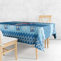 Personalized Blue Tiger Christmas Tablecloth Kawaii Derpy Tiger Santa Mode - Wonder Print Shop
