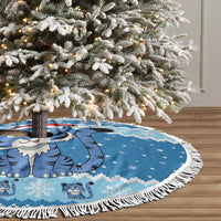 Blue Tiger Christmas Tree Skirt Kawaii Derpy Tiger Santa Mode - Wonder Print Shop