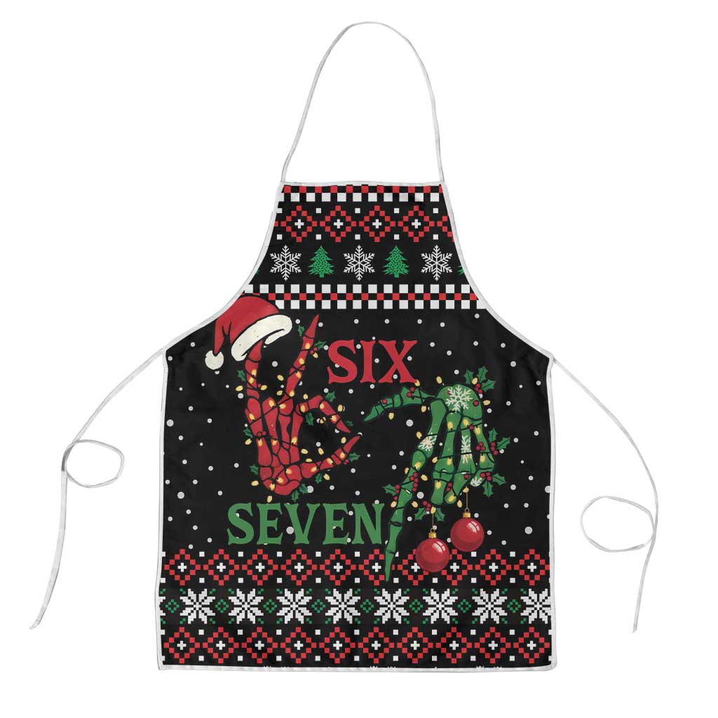 Funny Six Seven Skeleton Hand Apron Meme Gen Alpha Slang - Wonder Print Shop