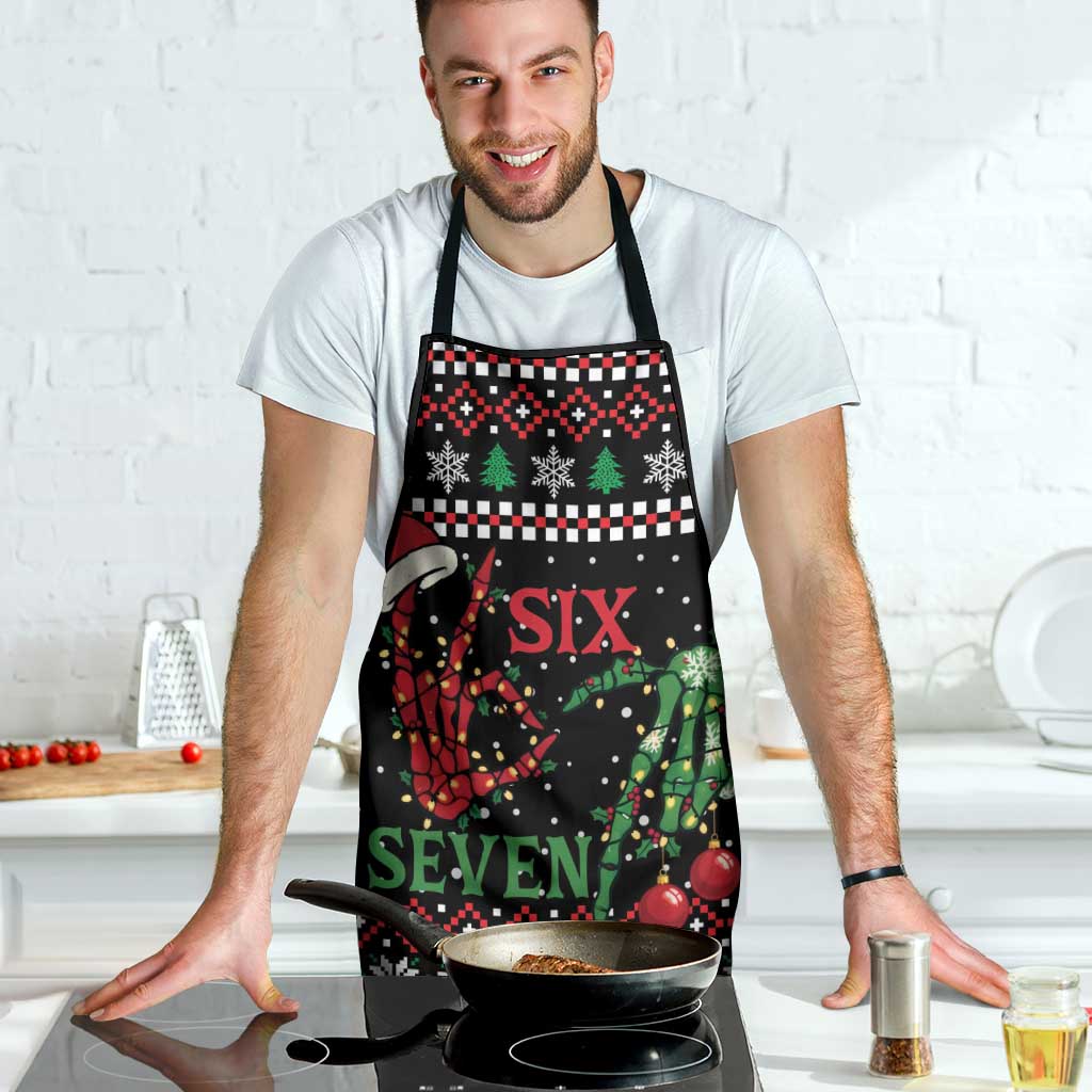 Funny Six Seven Skeleton Hand Apron Meme Gen Alpha Slang - Wonder Print Shop