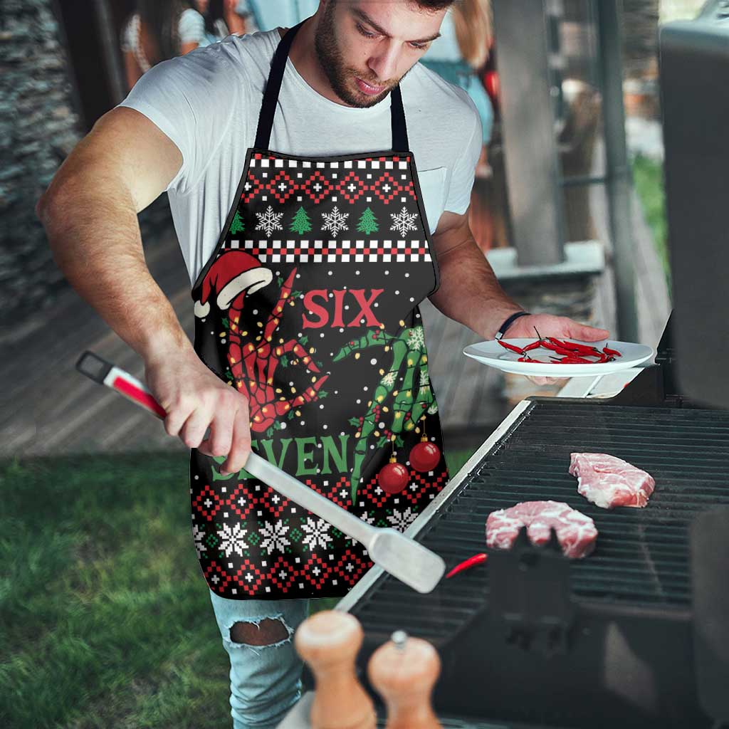 Funny Six Seven Skeleton Hand Apron Meme Gen Alpha Slang - Wonder Print Shop