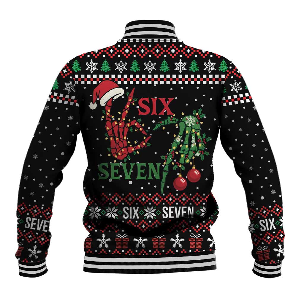 Funny Six Seven Skeleton Hand Baseball Jacket Meme Gen Alpha Slang - Wonder Print Shop