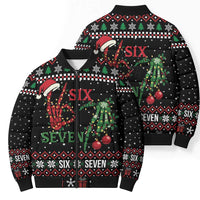Funny Six Seven Skeleton Hand Bomber Puffer Jacket Meme Gen Alpha Slang - Wonder Print Shop