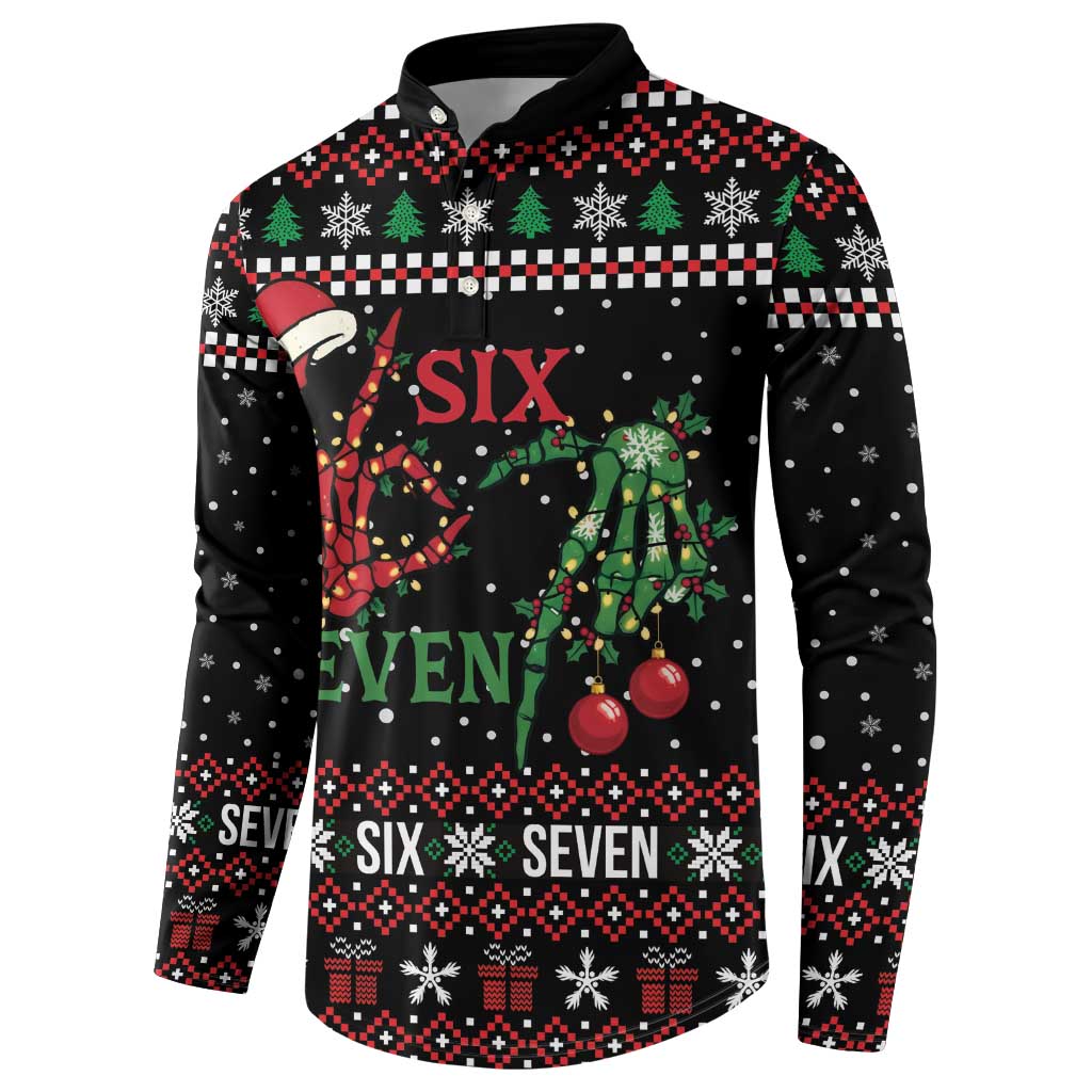Funny Six Seven Skeleton Hand Button Sweatshirt Meme Gen Alpha Slang - Wonder Print Shop