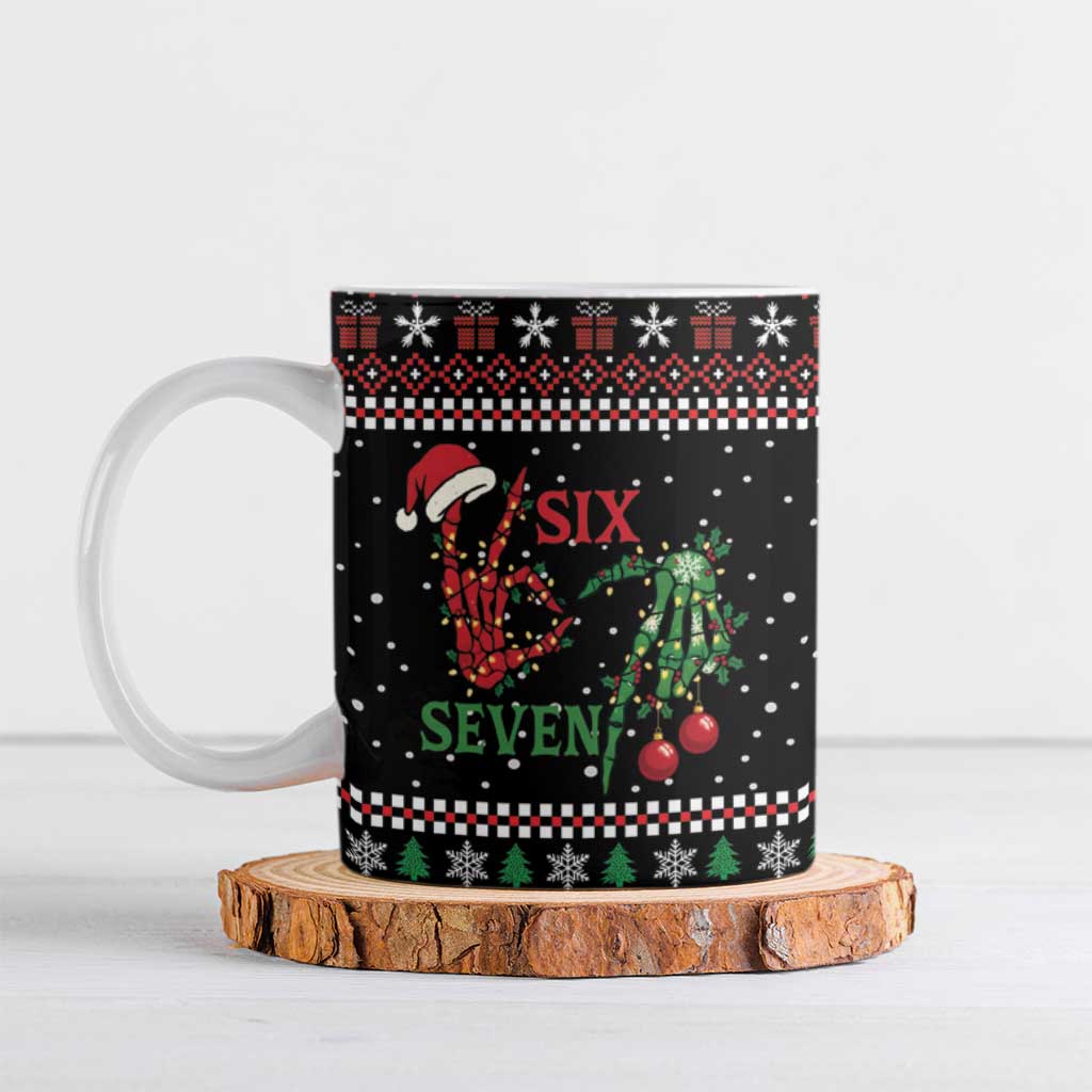 Funny Six Seven Skeleton Hand Ceramic Mug Meme Gen Alpha Slang - Wonder Print Shop