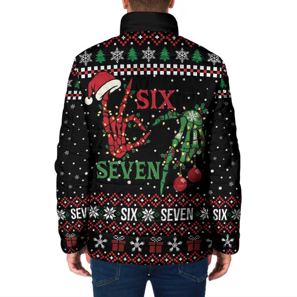 Funny Six Seven Skeleton Hand Padded Jacket Meme Gen Alpha Slang - Wonder Print Shop