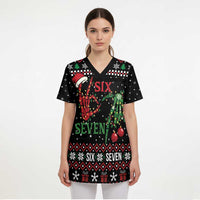 Funny Six Seven Skeleton Hand Scrub Top Meme Gen Alpha Slang - Wonder Print Shop