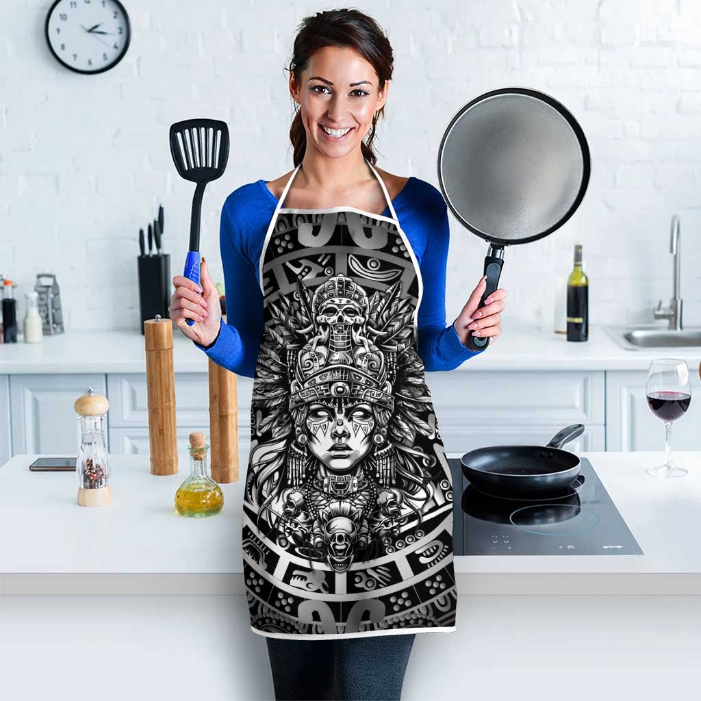 Mexico Aztec Warrior Goddess Apron Aztec Skull Tribal Calender Silver Spirit - Wonder Print Shop