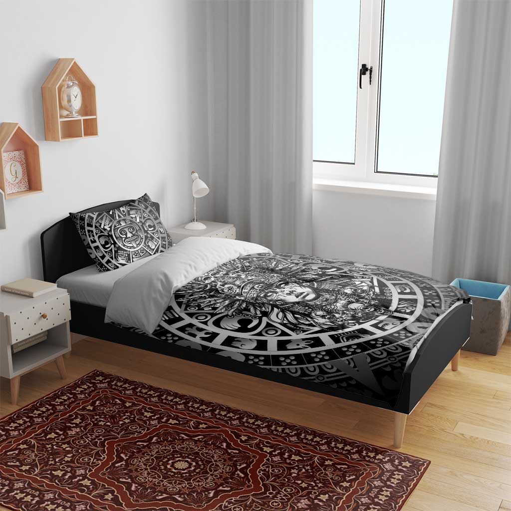 Mexico Aztec Warrior Goddess Bedding Set Aztec Skull Tribal Calender Silver Spirit - Wonder Print Shop