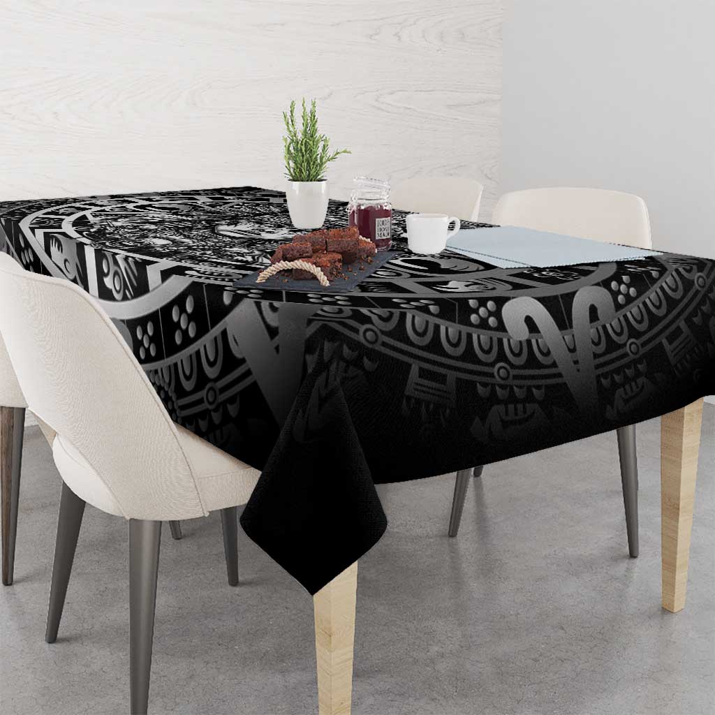 Mexico Aztec Warrior Goddess Tablecloth Aztec Skull Tribal Calender Silver Spirit - Wonder Print Shop