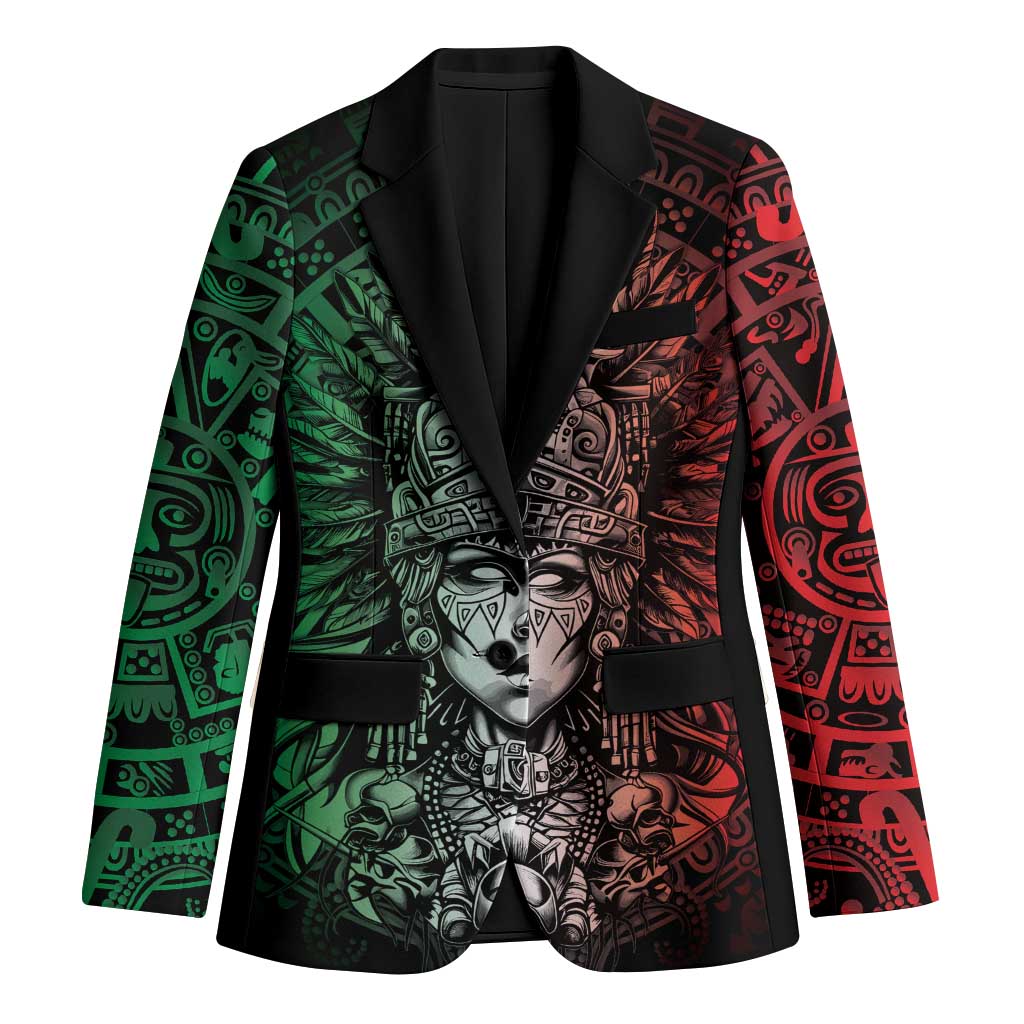 Mexico Aztec Warrior Goddess Blazer Aztec Skull Tribal Calender Tricolor Spirit - Wonder Print Shop