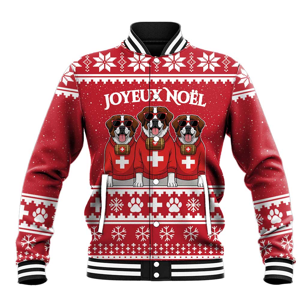 Saint Bernard Dog Switzerland Christmas Baseball Jacket - Wonder Print Shop