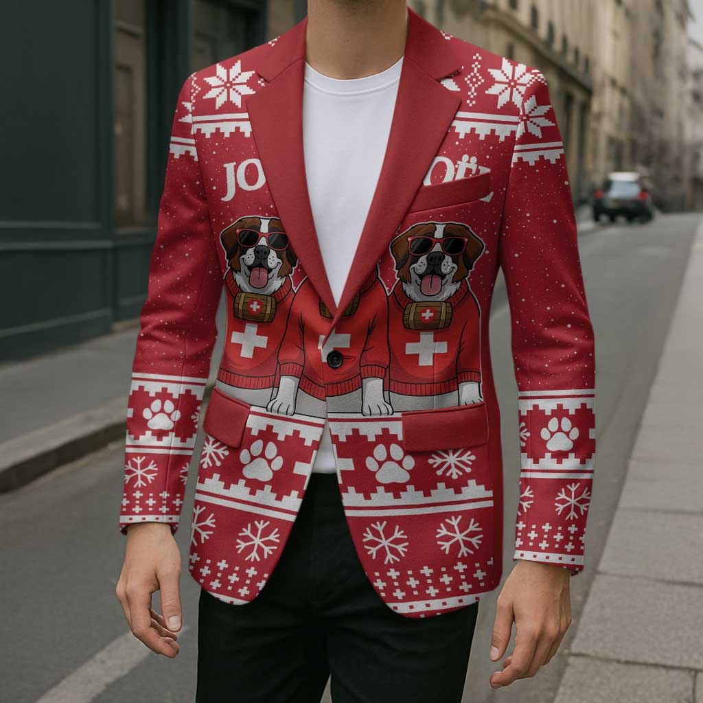 Saint Bernard Dog Switzerland Christmas Blazer - Wonder Print Shop
