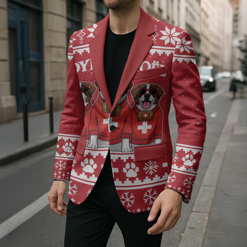 Saint Bernard Dog Switzerland Christmas Blazer - Wonder Print Shop