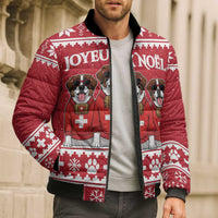 Saint Bernard Dog Switzerland Christmas Bomber Puffer Jacket - Wonder Print Shop