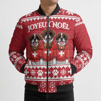 Saint Bernard Dog Switzerland Christmas Bomber Puffer Jacket - Wonder Print Shop