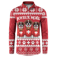 Saint Bernard Dog Switzerland Christmas Button Sweatshirt - Wonder Print Shop
