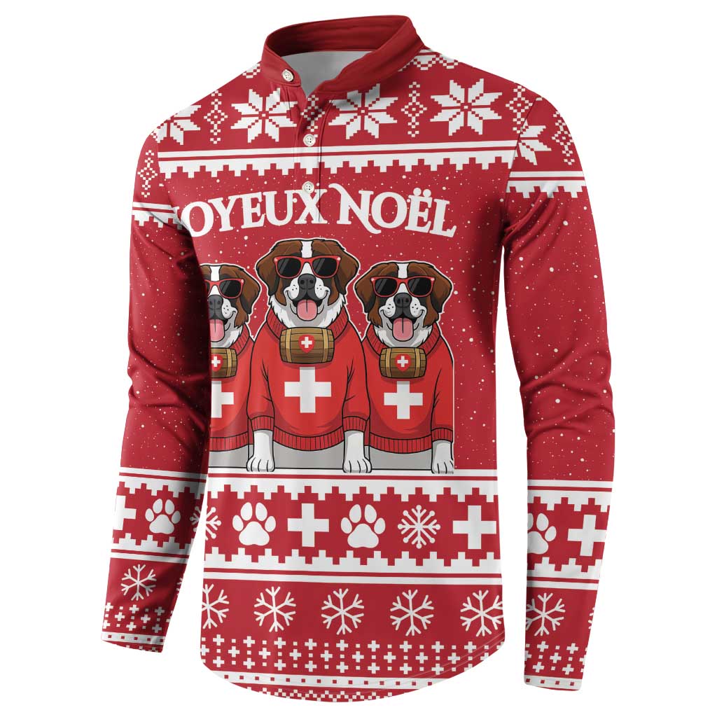 Saint Bernard Dog Switzerland Christmas Button Sweatshirt - Wonder Print Shop
