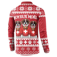Saint Bernard Dog Switzerland Christmas Button Sweatshirt - Wonder Print Shop