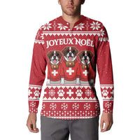 Saint Bernard Dog Switzerland Christmas Button Sweatshirt - Wonder Print Shop