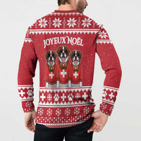 Saint Bernard Dog Switzerland Christmas Button Sweatshirt - Wonder Print Shop