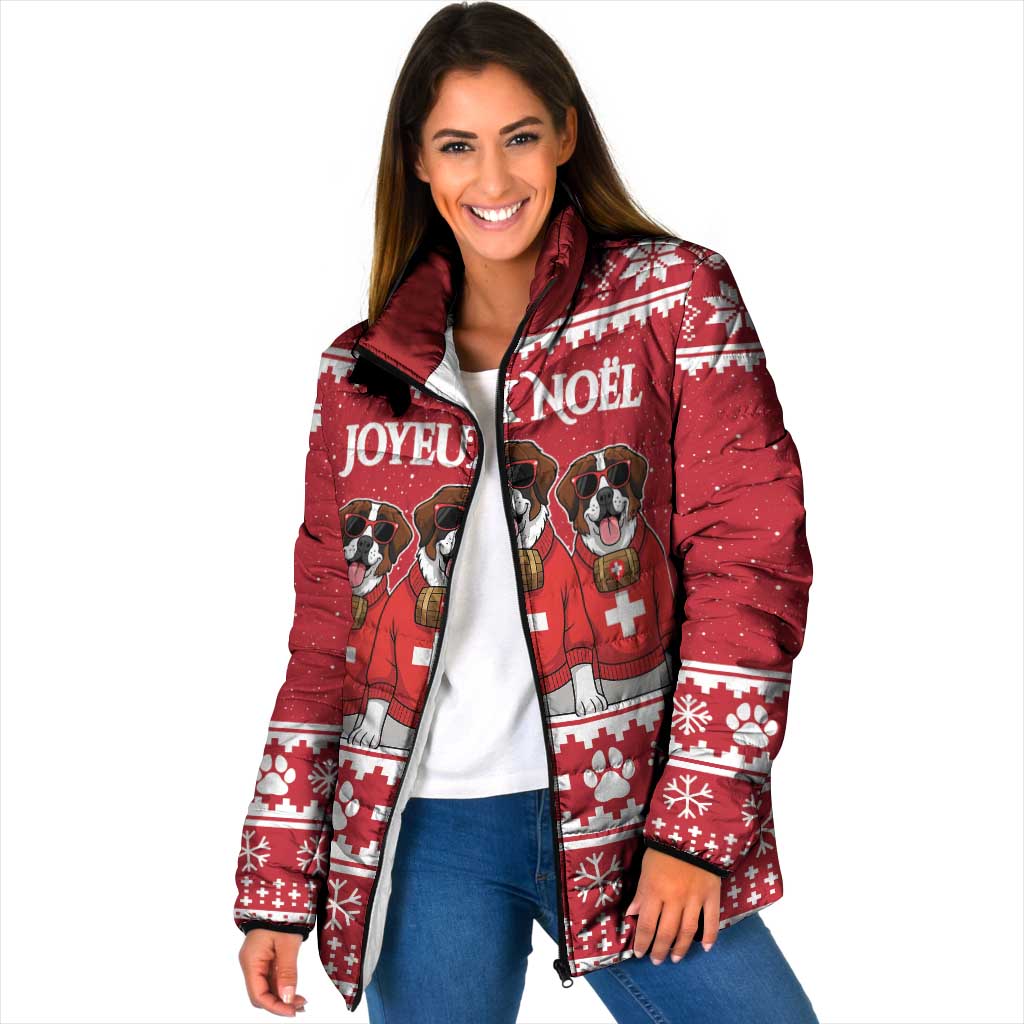 Saint Bernard Dog Switzerland Christmas Padded Jacket - Wonder Print Shop