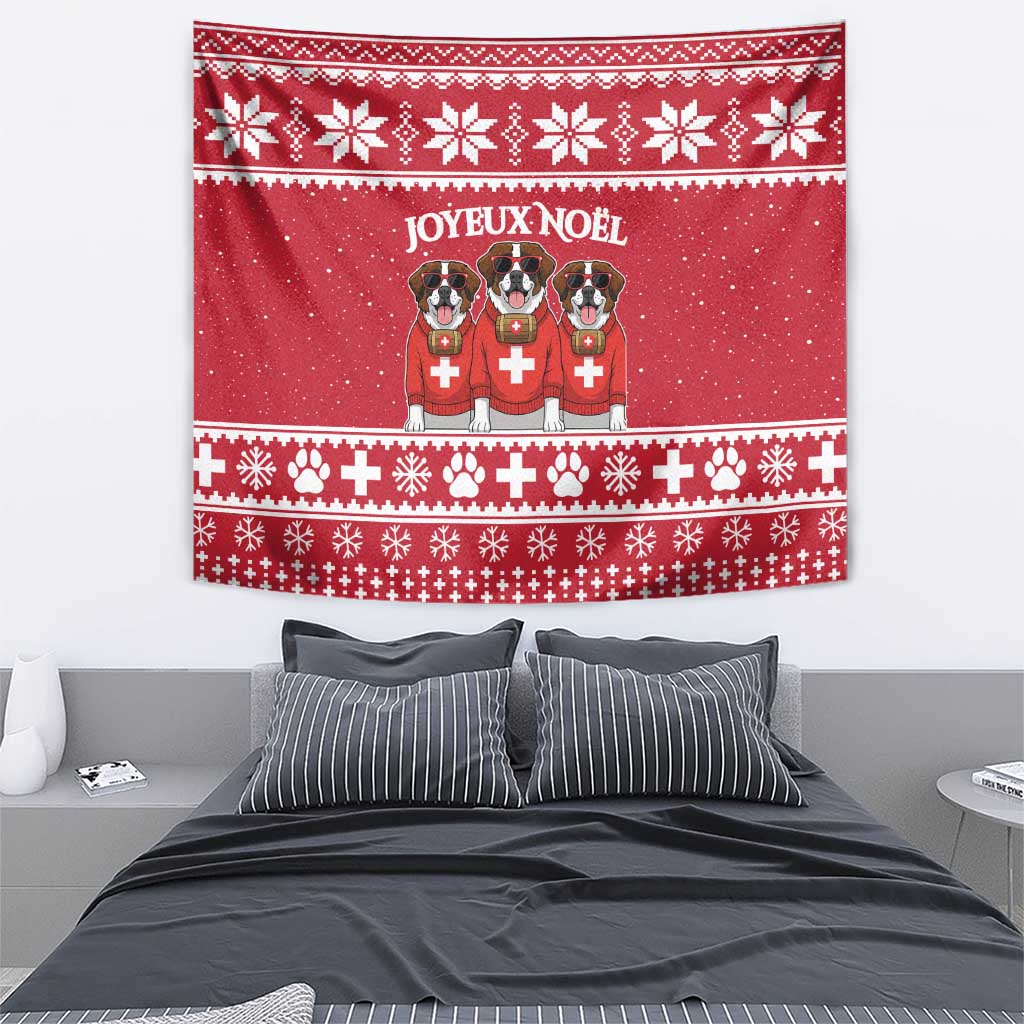 Saint Bernard Dog Switzerland Christmas Tapestry - Wonder Print Shop