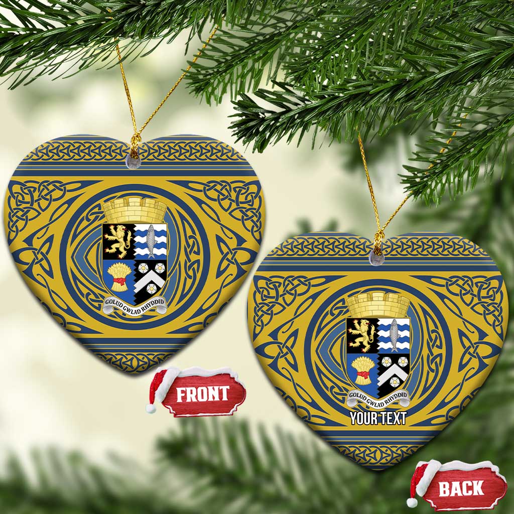 Personalized Cardiganshire Wales Ceramic Ornament Ceredigion Coat of Arms Celtic Design - Wonder Print Shop