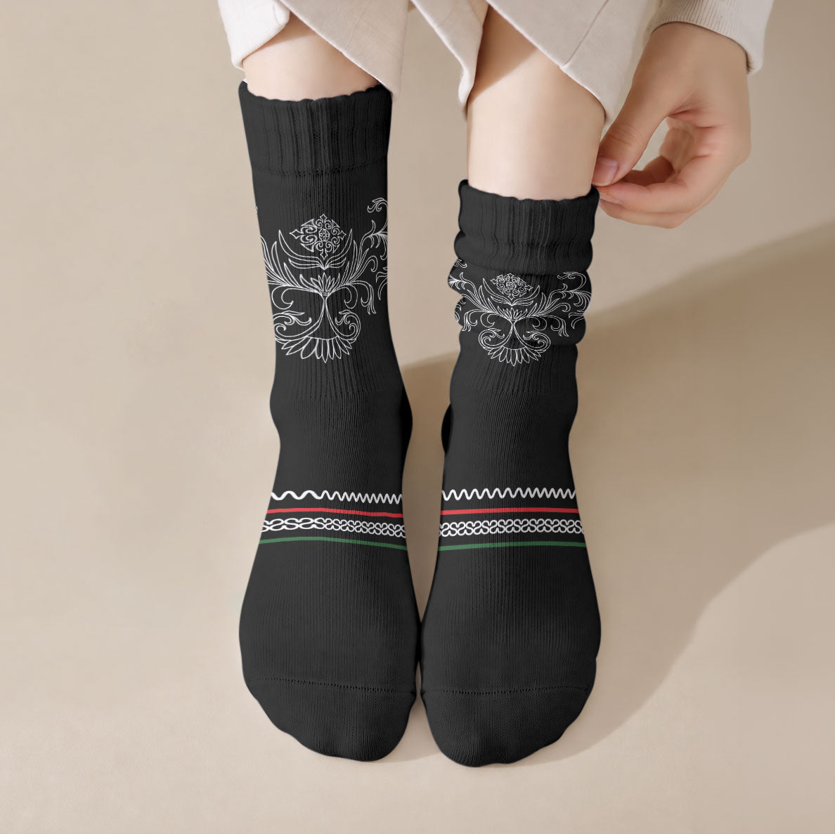Mexican Mariachi Charro Suit Crew Socks Viva Mexico Dia de los Muertos
