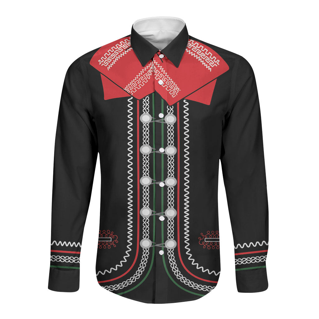 Mexican Mariachi Charro Suit Long Sleeve Button Shirt Viva Mexico Dia de los Muertos